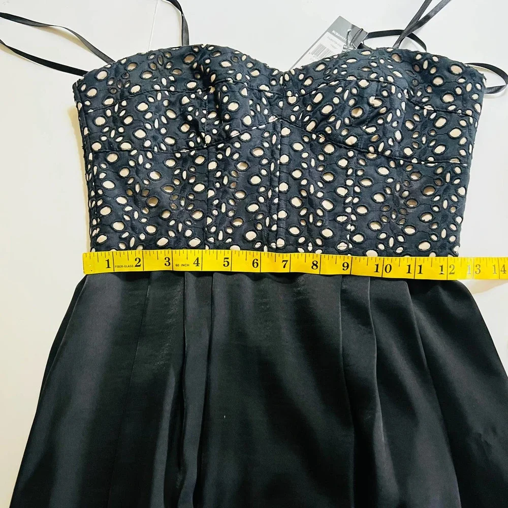 Bcbgmaxazria Tess Black Eyelet Bodice High Low Dress Size 4 Brand New - Picture 10 of 13